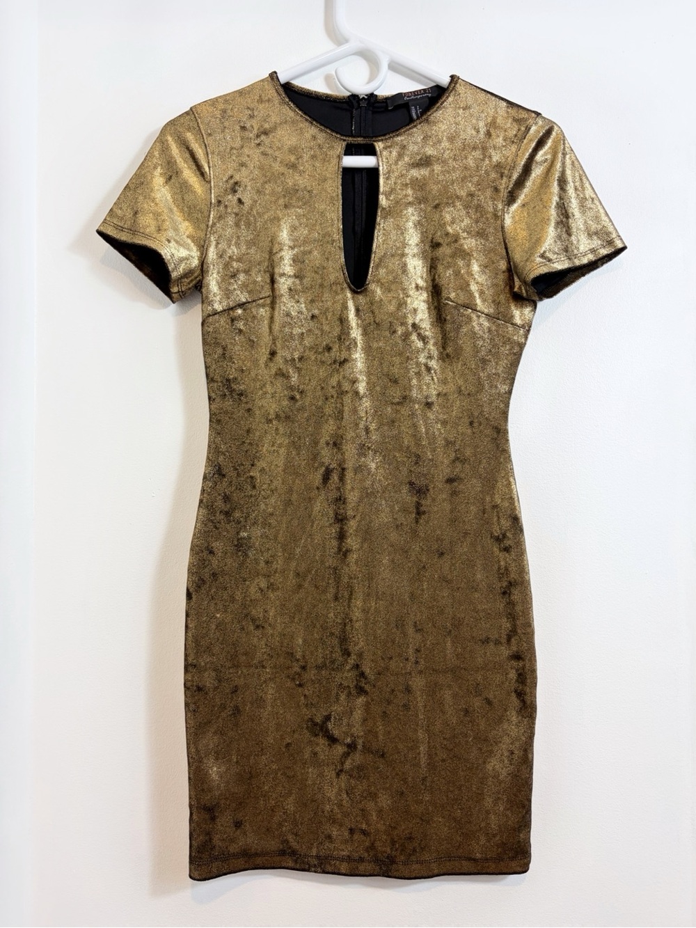 Forever 21 Crushed Velvet Gold Statement Dress